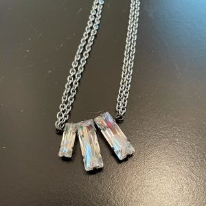 Sabika clear crystal double strand necklace